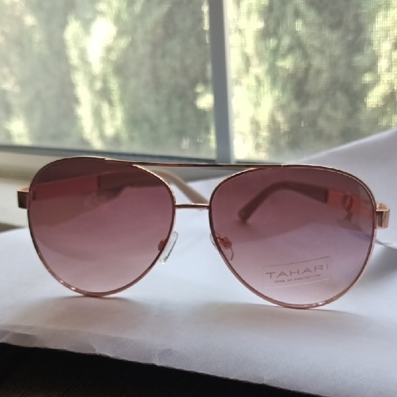 Tahari sun glasses for woman New with Tag gold frame - Picture 1 of 6